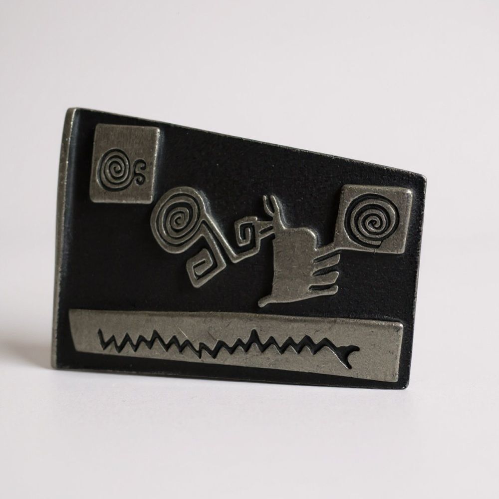 JJ 1988 Pewter Southwestern Pueblo Brooch – Jonette Jewelry Signed